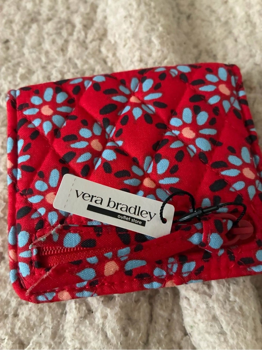 Vera Bradley Red Quilted Floral Zip Wallet